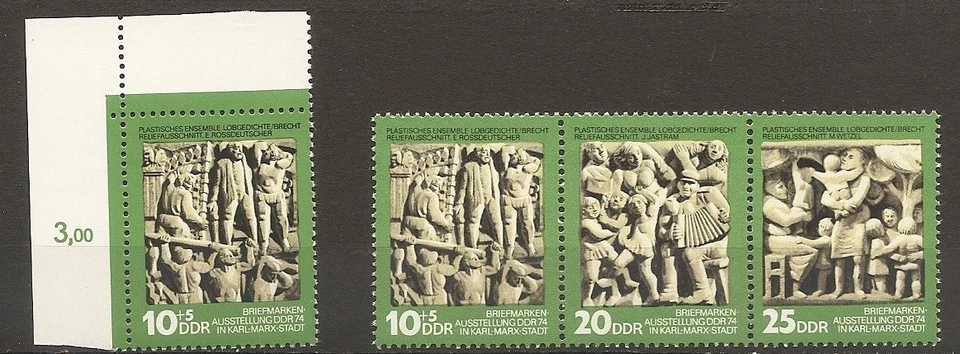 GDR 1974 DDR'74 National Stamp Exhibition Karl-Marx-Stadt MNH Scott#1589-1591a - Image 1 of 1