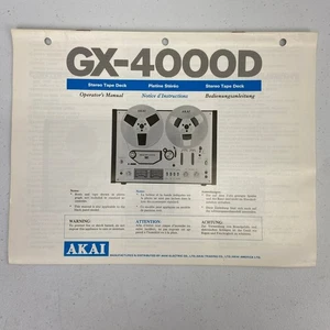 Akai GX-4000D Reel to Reel Tape Deck Bedienungsanleitung *Original* - Bild 1 von 3