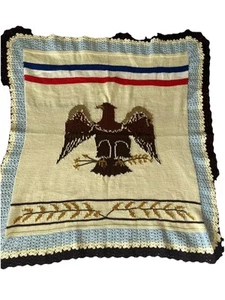 Eagle Afghan Crochet Blanket 48X44 Throw USA America Patriotic - Picture 1 of 7