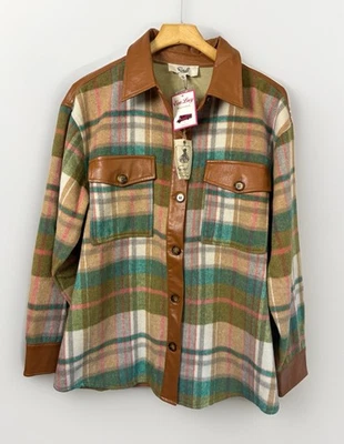 Easel Flannel Soft Size Small Oversized Button Down Long Sleeve Top Plaid NWT - Image 1 of 4