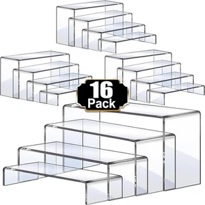 Aheroi Display Risers, 16 Pcs 4 Set(7”L~8”L~9”L) Acrylic Riser 16Pcs - Picture 1 of 7