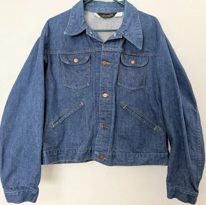 Vintage 70er Jahre Jeansjacke Wrangler 124mj Dark Wash Größe 48 - Bild 1 von 6