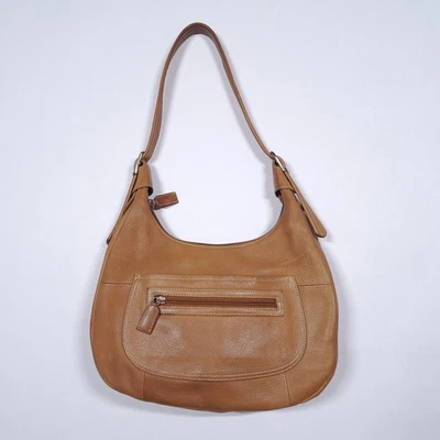 Bolso Hobo Vintage Tignanello Cuero Media Luna Bolso de Hombro Años 90 Y2K Marrón Tostado Foto 1 de 4