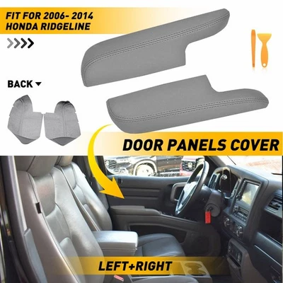 2x Para Honda Ridgeline 2006-2014 Cuero Paneles Puerta Delantera Apoyabrazos Cubierta Gris ER Foto 1 de 4