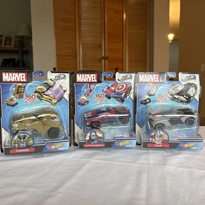 Hot Wheels Avengers Thor/Thanos/Cap’n America Flip Fighters Coches Lote de 3 LT Foto 1 de 4