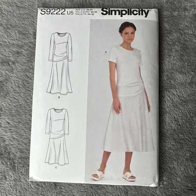 Simplicity S9222 Sewing Pattern Misses Knit Dress Size 16-24 Long Sleeve Uncut - Image 1 of 4