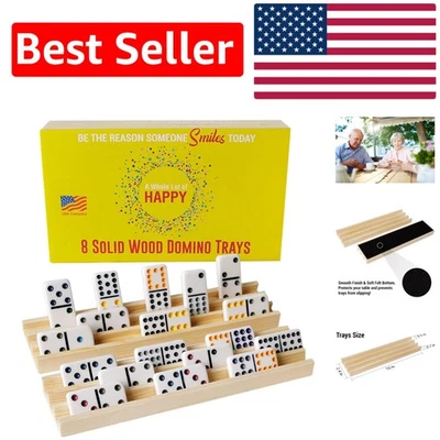 Noche de juego familiar perfecta con bandeja de dominó de madera - 8 soportes duraderos incluidos Foto 1 de 4