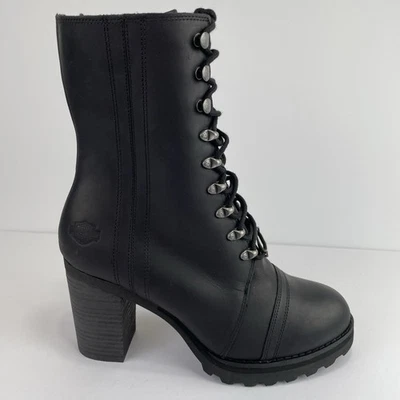 Harley-Davidson Seneca 7" Lace Up Black Motorcycle Boots D84701 Women's Sz 9 NWT - Image 1 of 4