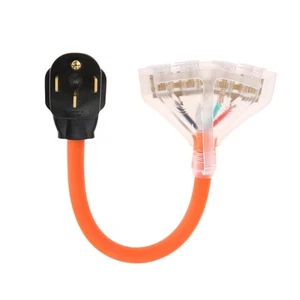 50 Amp to 110V 20 Amp RV Adapter Cord, 4 Prong NEMA 14-50P Male Plug to 4X 5-... - Picture 1 of 6