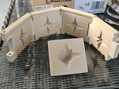 ANTIGUO MOLDE DE MANTEQUILLA DE MADERA TALLADO PLEGABLE ESCANDINAVO NORUEGO HECHO A MANO CON Pin Foto 1 de 4