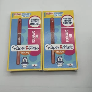 PAPER MATE InkJoy Gelstifte, mittlere Spitze (0,7 mm), rot, mit Kappe, 12 Stück - Bild 1 von 2