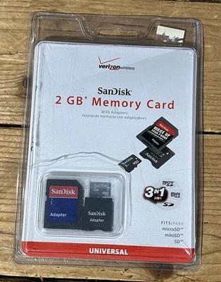 Sandisk 2 GB Memory Card Universal MicroSD/MiniSD/SD - NEW - Image 1 of 2