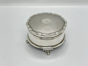 Vintage Solid Sterling Silver Ring Box / Trinket Jewellery dressing table case - Picture 1 of 14