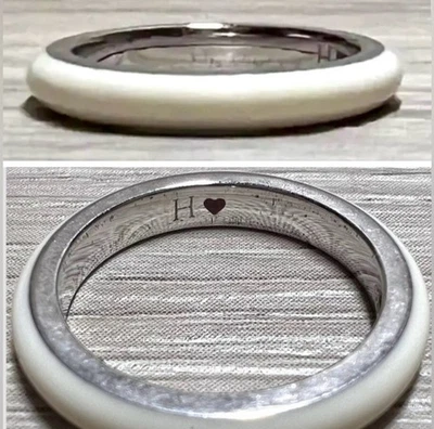 Designer Signed Hidalgo White Enamel Sterling Silver Eternity Band Ring, Size 5 - Image 1 of 4