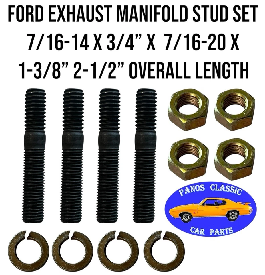 Tuercas de colector de escape 7/16" 68 Cougar 289 Mercury Ford Lincoln GR8 4 piezas #AU Foto 1 de 4