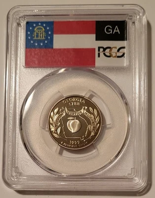 PCGS 1999 S Clad Georgia State Quarter Unc Proof PR70 DCAM Flag Label (B) - Image 1 of 2