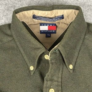 Vintage Tommy Hilfiger Hemd Herren L Grün Button Down Wappen Tasche - Bild 1 von 8
