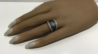 Joseph Esposito ESPO 925 Sterling Silver & CZ Hammered Oxidized Ring Size 6 - Image 1 of 4