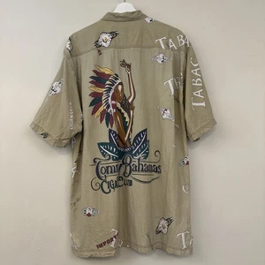 Camisa de Colección Tommy Bahama Para Hombres Grande Marrón Cigar Club Informal Estampado Completo - Imagen 1 de 8