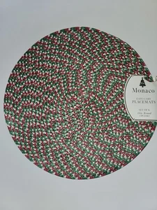 Monaco pflegeleichte Tischsets rund Weihnachten 6er Set rot grün weiß Urlaub NEU - Bild 1 von 11