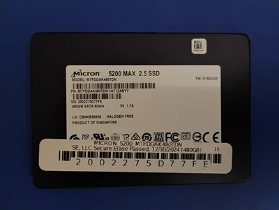 480GB SSD Micron 5200 Max 2,5" 6Gb/s SATA 3 Top Zustand Top Zustand - Bild 1 von 3