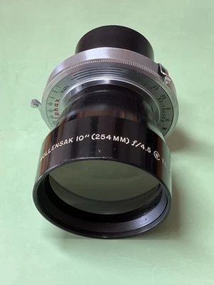 "Lente teleobjetivo Wollensak Raptar de 10"" f/4,5 en obturador reparado con placa de lente" Foto 1 de 4