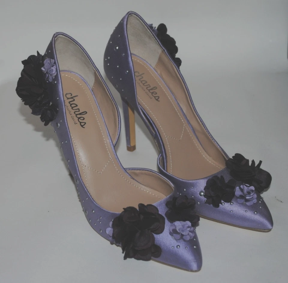 Charles by Charles David女式高跟紫色缎面鞋6 M — 第 1/4 张图片