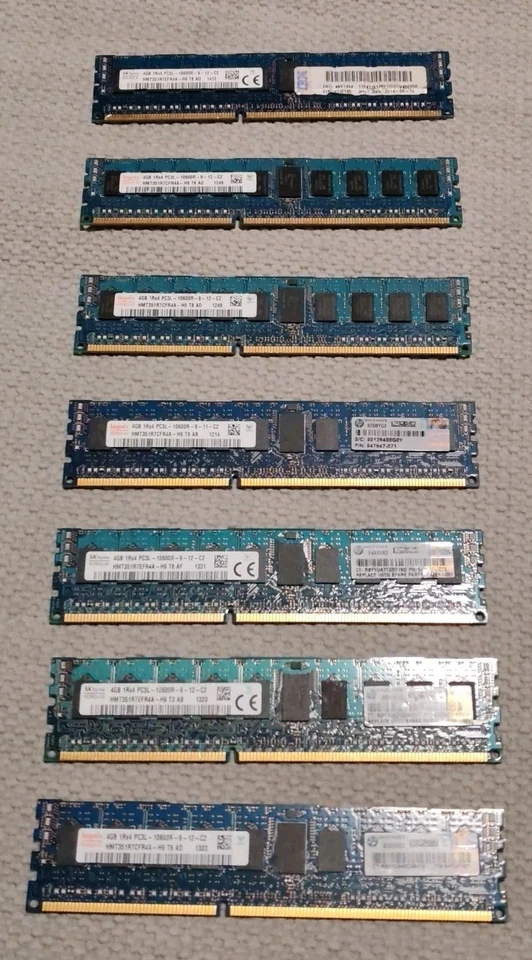 Set Of 7 Memory  PC3L-10600R DDR3 ECC Server RAM Hynix - Image 1 of 4