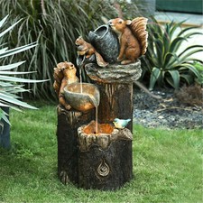 Animal Yard Family Bathing Patio Ornament Statue Luminous Sculpture Garden Decor