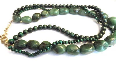 Gargantilla gruesa de plata esterlina 925 malaquita verde pesada de colección collar torsade Foto 1 de 4