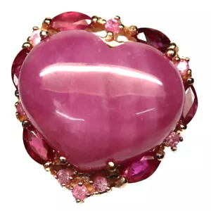 925 Argento Sterling 16 x 20 MM Rosa Rosso Rubino & Zaffiro Gioielli Ring Misura - Foto 1 di 4