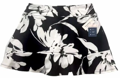 NWT Tommy Bahama Golf Skort Skirt XS S M L XL Black/White Floral Pockets UPF H8 - Image 1 of 4