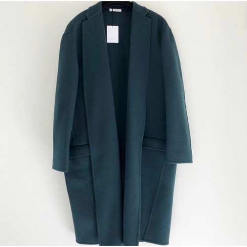 Cappotto Crombie uovo di cashmere Celine blu navy Phoebe taglia 42 oversize Giappone Ka0514017