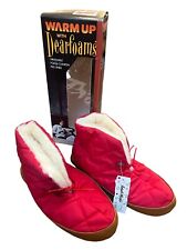 Vtg 80s Dearfoams Warm Up Brown Red Slippers Size M New Open Box TV Movie Prop