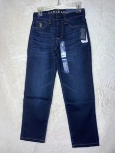 U.S. Polo Assn Boys DENIM JEANS Size 6 Straight Fit Dark Blue Stretchy & Comfy - Picture 1 of 13
