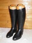 Vintage Black Leather Bespoke Riding Boots W/ Trees UK 8 XWide By MAXWELL London