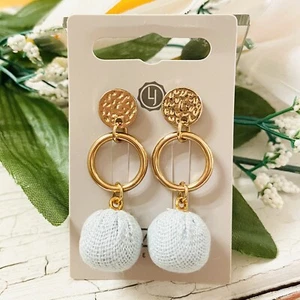 Lizas Post Earrings Light Blue Fabric (Free Shipping) - Picture 1 of 2