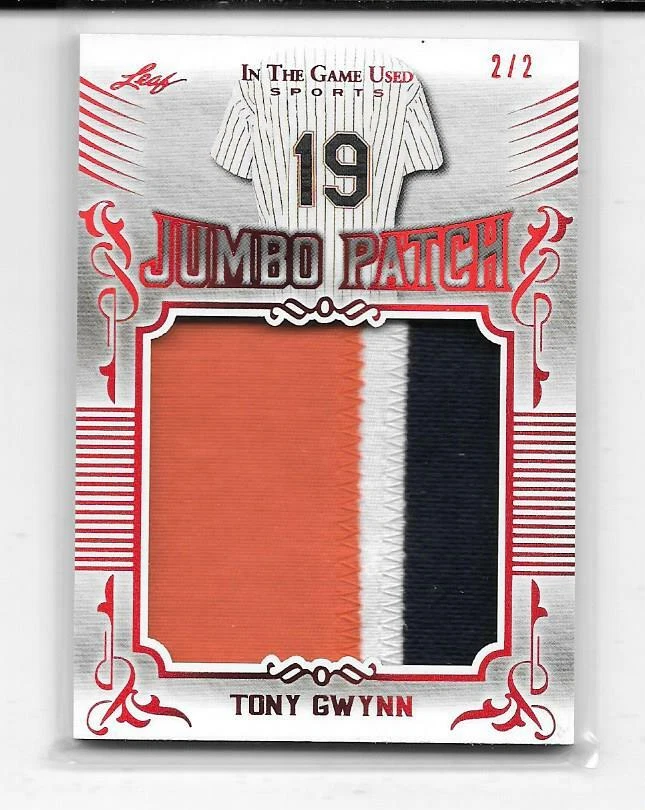 Hoja en el juego 2020 usado Tony Gwynn Jumbo parche de 3 colores # 2/2 Padres Foto 1 de 1
