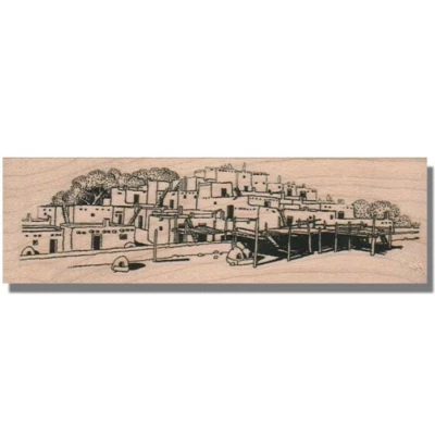 SELLO DE GOMA de fondo suroeste, paisaje, escena, pueblo indio nativo americano Foto 1 de 2