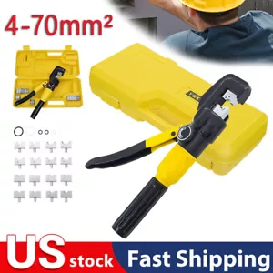 Herramienta de prensado crimpadora de terminales de terminales de terminales de cable de batería de cable hidráulico de 10 toneladas con estuche - Imagen 1 de 14