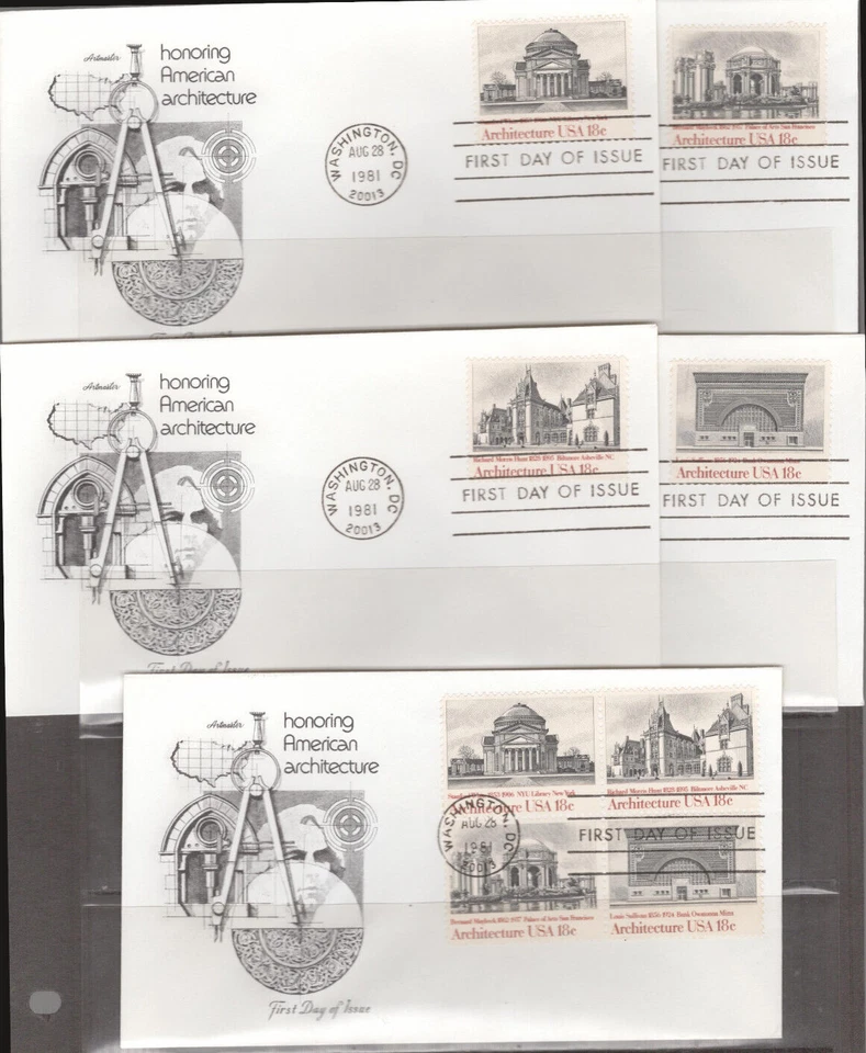 1981 FDC Set of 5 - Scott# 1928-31 - Architecture Issues - Artmaster  Cachet - Image 1 of 1