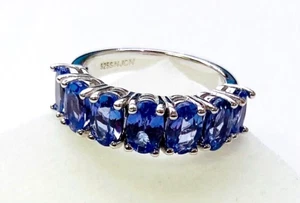 HSN Colleen Lopez Sterling Silver 7-Stone Tanzanite Band Ring Size 6 - Picture 1 of 6