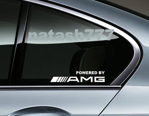 Par de calcomanías para ventana deportivas de carreras impulsadas por AMG Mercedes Benz Sport Racing emblema BLANCO - Imagen 1 de 1