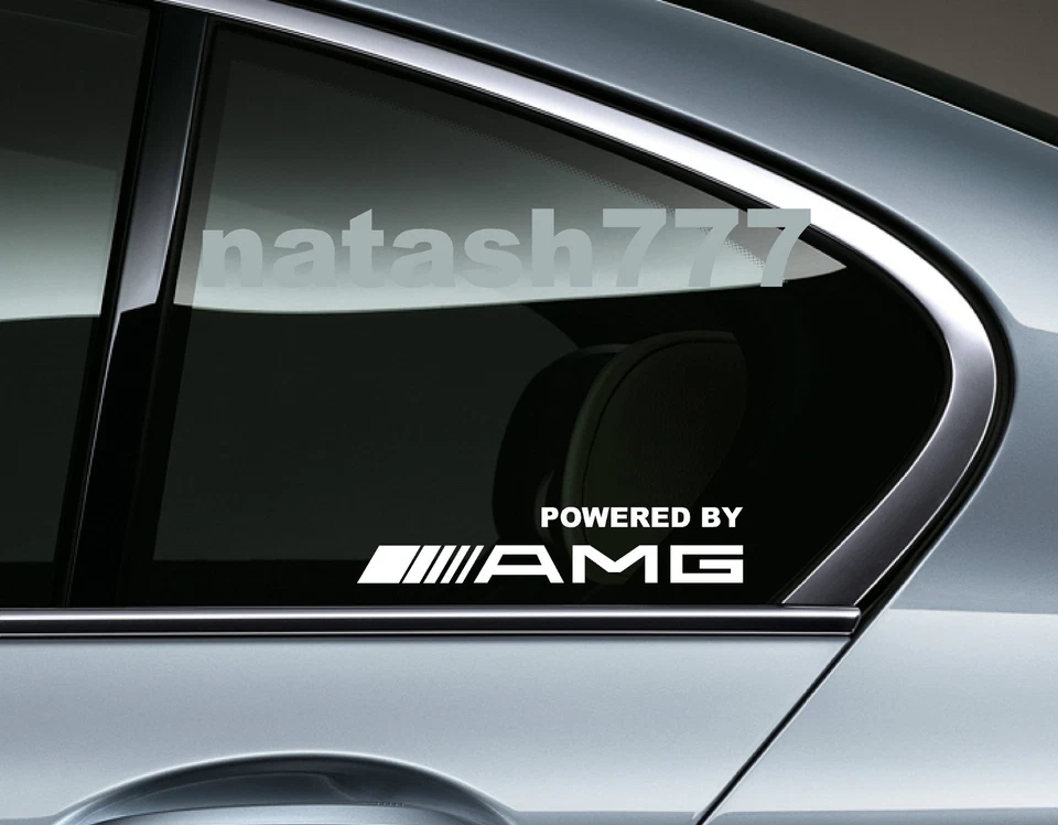 Powered by AMG Mercedes Benz Sport Racing emblema adesivo de janela BRANCO par - Imagem 1 de 1