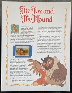 (6) Vtg Disney FOX & THE HOUND Classic Movie Collector Stamp Story Panels 1990 - Picture 1 of 7
