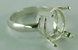 6540 Sterling Silver Ring Setting, 14x10 mm Faceted Oval, Size 7.5 - Picture 1 of 5