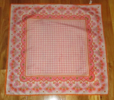 Винтажный Vera розовый оранжевый народный цветочный имбирь квадратный шарф 21» Япония - Изображение 1 из 3