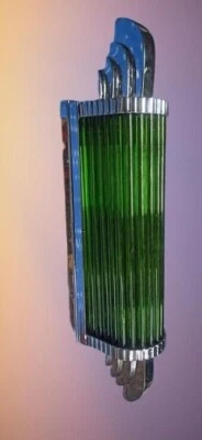 艺术装饰镀铬壁灯 | 复古绿色玻璃杆灯具 — 第 1/4 张图片