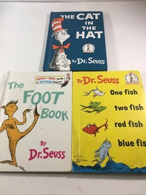 Dr Seuss Lot of 3 Books Cat in the Hat One Fish Foot Book - Image 1 of 4
