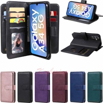 10 Card Holder Wallet Leather Case Cover for Samsung A13 A23 A33 A53 A14 A34 A54 - Image 1 of 4